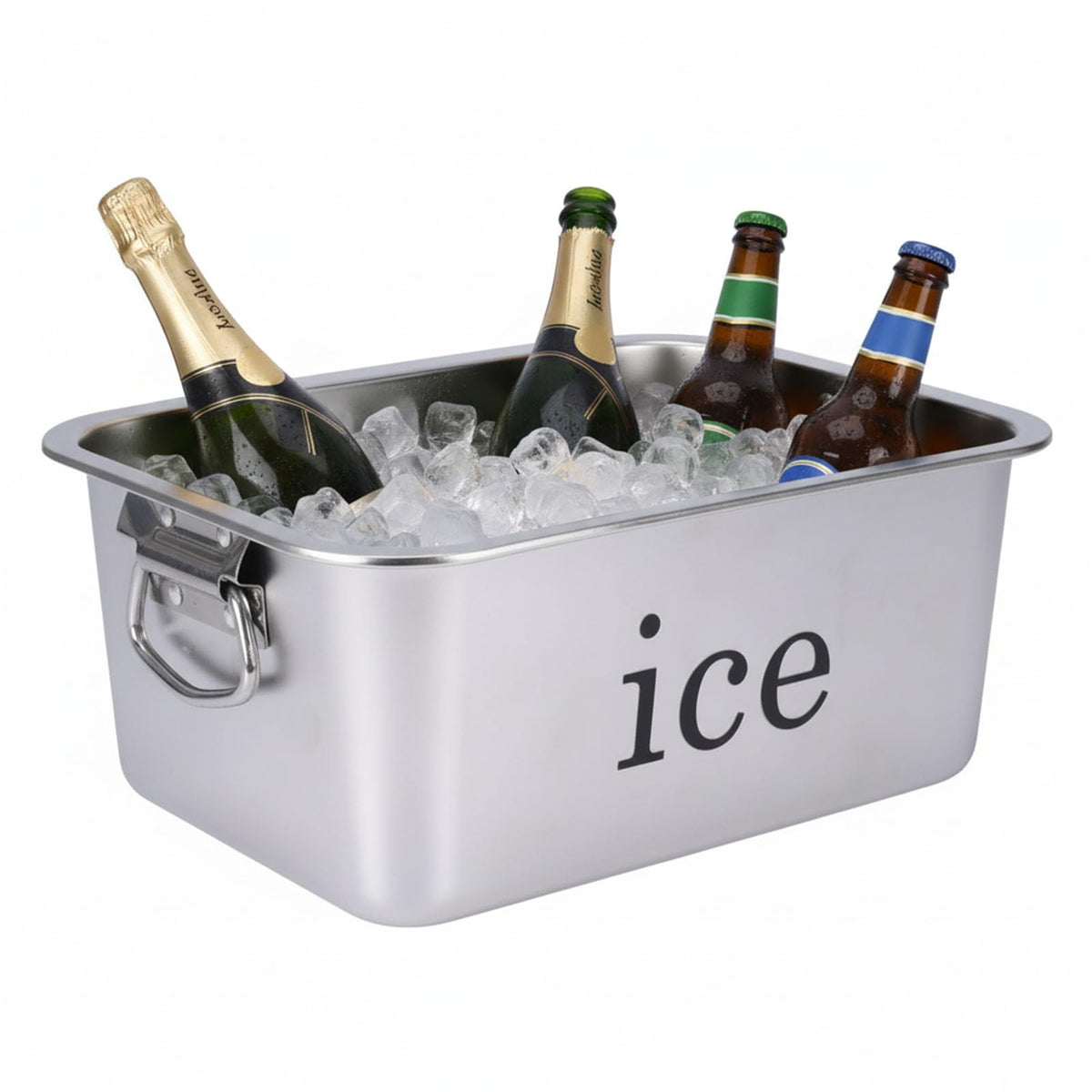 12L(12.7Qt) Ice Bucket for Freezer,Stainless Steel Ice Cube Bin with Handle,Large Capacity Ice Container Champagne Bucket Carry Drink Storage Cooler,Halloween Ice Buckets for Parties
