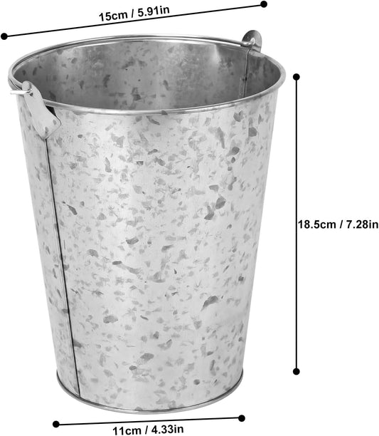 10 PCS Galvanized Ice Buckets, 6 Inch Diameter 7 Inch Tall Galvanized Metal Ice Pails with Handles for Champagne, Beer, and More, Perfect for Parties and Home Decor (100 oz Capacity)