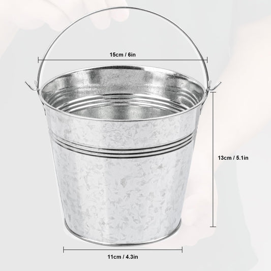 15 Pack 6 Inch Galvanized Bucket, Metal Buckets for Party, Silver Ice Buckets for Party, Easter Decor, Ice Cooler, Home Decor