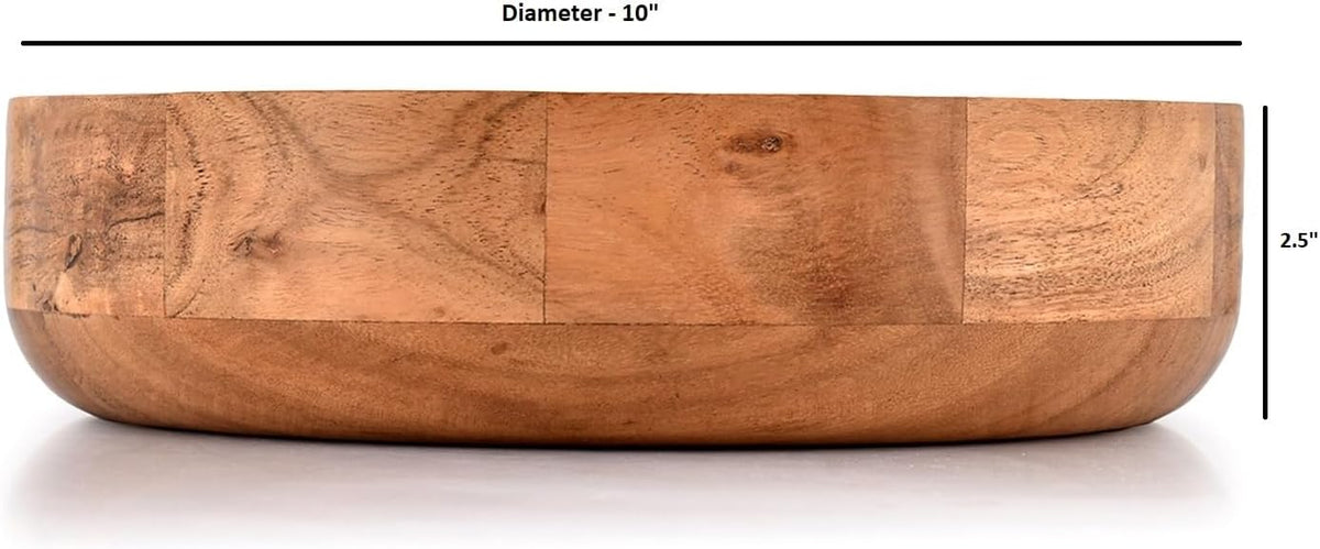 Kaizen Casa Wooden Round Shaped Serving Bowl for Fruit,Dessert Platter Tray Dish Kitchen Dining Fruit,Dessert,Snack