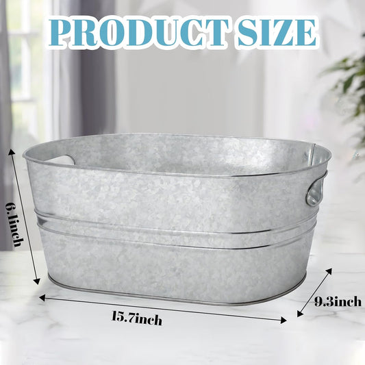 2 Pack 4 Gallon Galvanized Ice Buckets Beverage Tubs for Parties