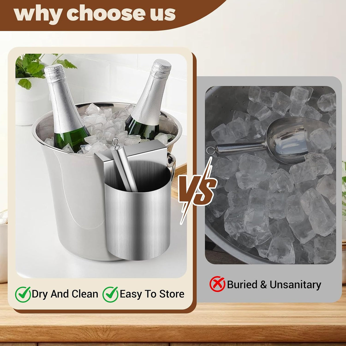 PRETYZOOM Ice Scoop Holder Hanging Organizer, Heavy Duty Metal Storage Box for Fridge Shelf, Ice Maker, Freezer, Supermarket, Home Use
