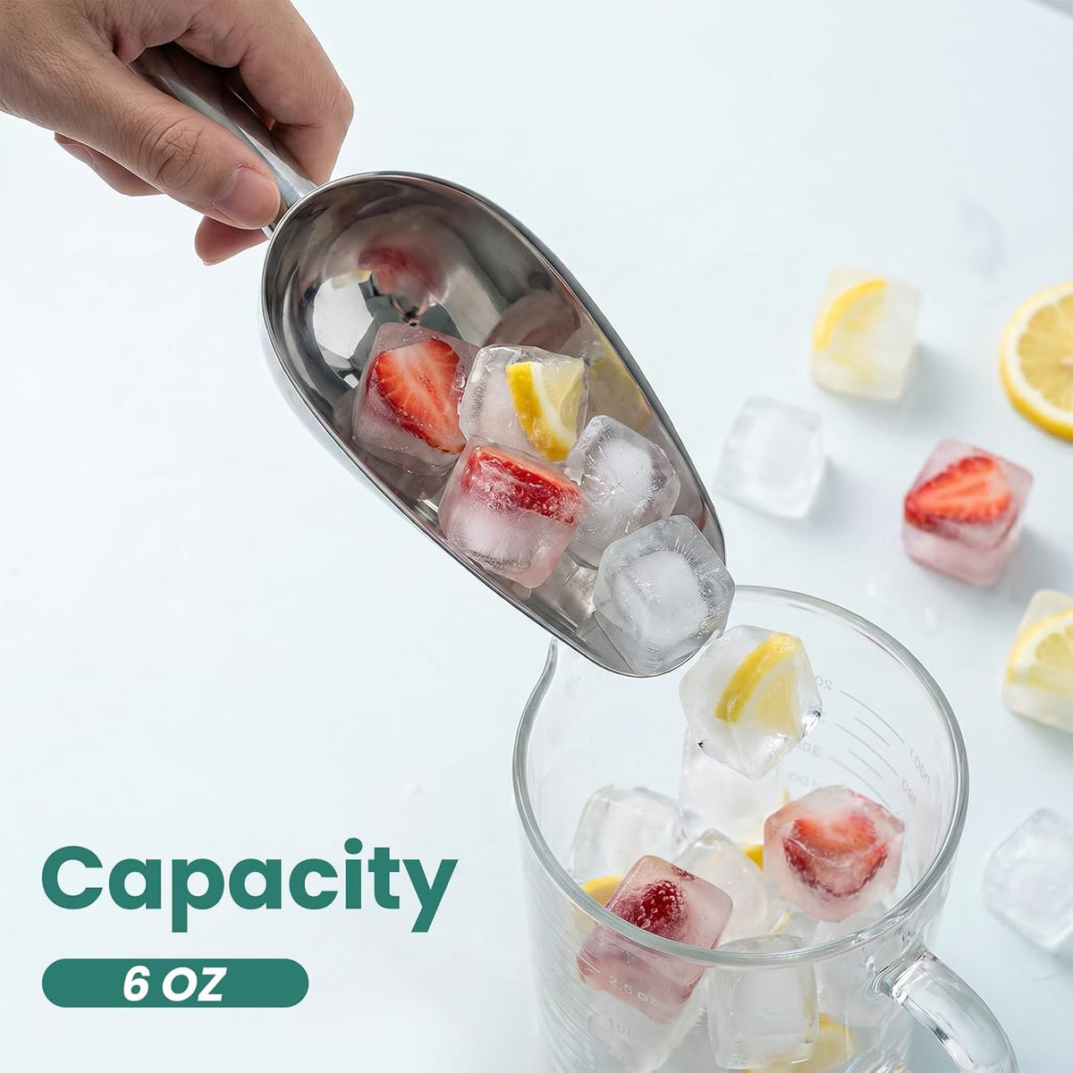 5 Pcs Stainless Steel Ice Scoop, Metal Ice Scoop for Freezer, Bar, Kitchen