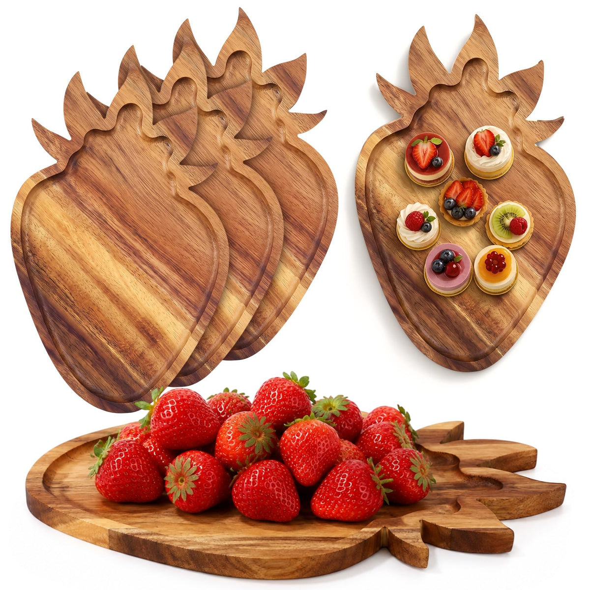 Geetery 4 Pack Pineapple Shaped Serving Trays Wooden Charcuterie Boards