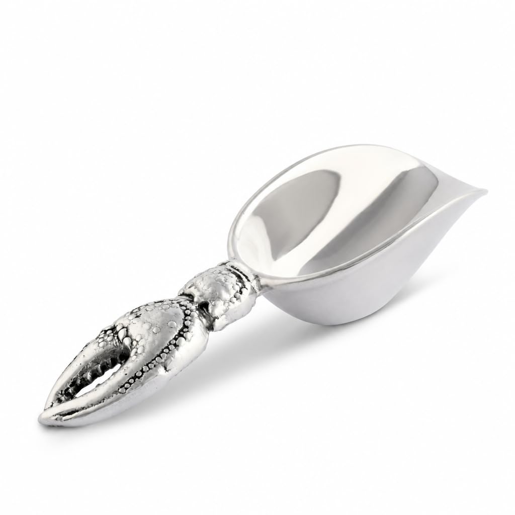 Arthur Court Magnolia Ice Scoop - Premium Sand Casted Aluminum - Elegant Ice Serving Tool - 8" Long