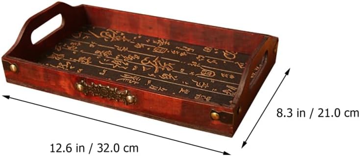 Wakauto Wooden Serving Tray Rectangular Tray with Cutout Handles 12.59 X 8.26 X 1.45 in Tea for Snacks Fruit Dry Goods Display Home Restaurant Storage
