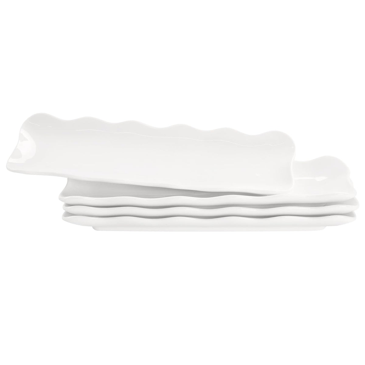Olive Plate, Dried Fruits Tray, Biscuit Olive Platter, Chip Resistant, White Porcelain Olive Canoe, Dishwasher Safe, for Snacks, Mousse Cake,Tiramisu,Sushi,Condiments,Appetizers 10.9 Inch