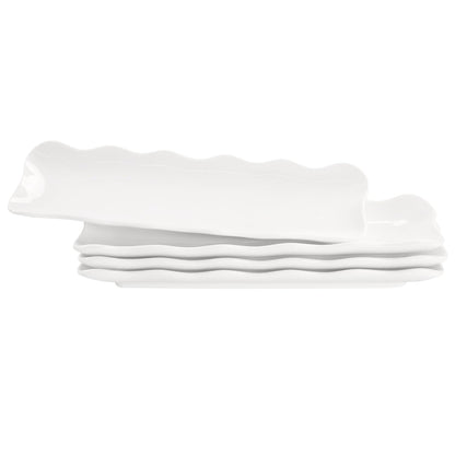 Olive Plate, Dried Fruits Tray, Biscuit Olive Platter, Chip Resistant, White Porcelain Olive Canoe, Dishwasher Safe, for Snacks, Mousse Cake,Tiramisu,Sushi,Condiments,Appetizers 10.9 Inch