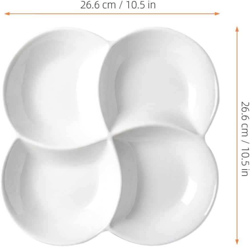 LABRIMP Multi-Grid Snack Plate Divided Serving Tray for Dried Fruit Nuts Candies and Snacks 10.47 X 10.47 X 1.33 in Food Serving Tray for Dining Table and Entertaining