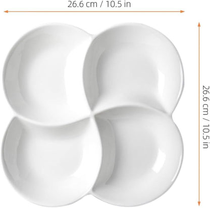 LABRIMP Multi-Grid Snack Plate Divided Serving Tray for Dried Fruit Nuts Candies and Snacks 10.47 X 10.47 X 1.33 in Food Serving Tray for Dining Table and Entertaining