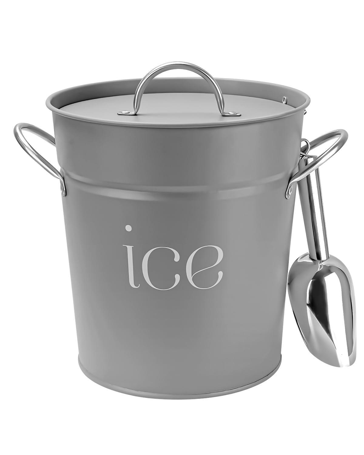 3 Qt Black Galvanized Ice Bucket with Lid, Scoop and Handles, Insulated