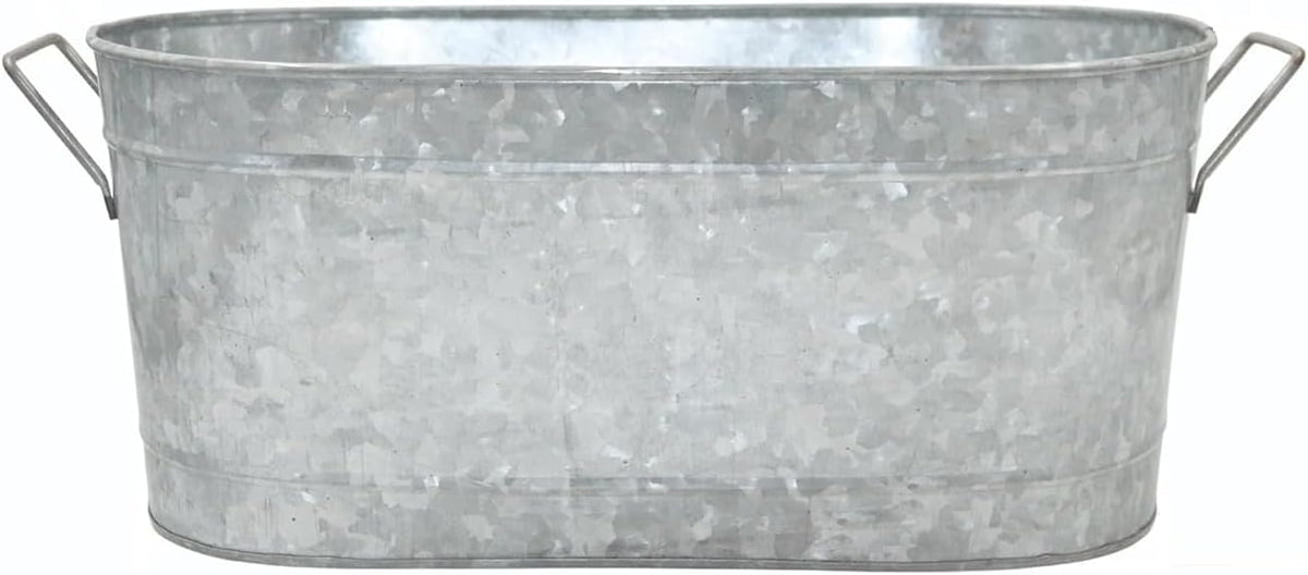 Hosley Galvanized Oval Tub with Handles 18 Inch - Beverage Party Chiller, Garden Planter, Multipurpose Party Ice Holder