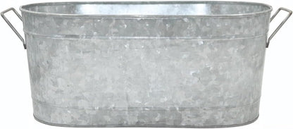 Hosley Galvanized Oval Tub with Handles 18 Inch - Beverage Party Chiller, Garden Planter, Multipurpose Party Ice Holder