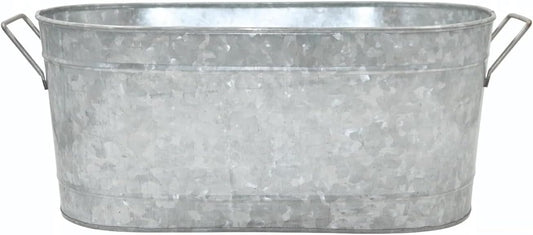 Hosley Galvanized Oval Tub with Handles 18 Inch - Beverage Party Chiller, Garden Planter, Multipurpose Party Ice Holder