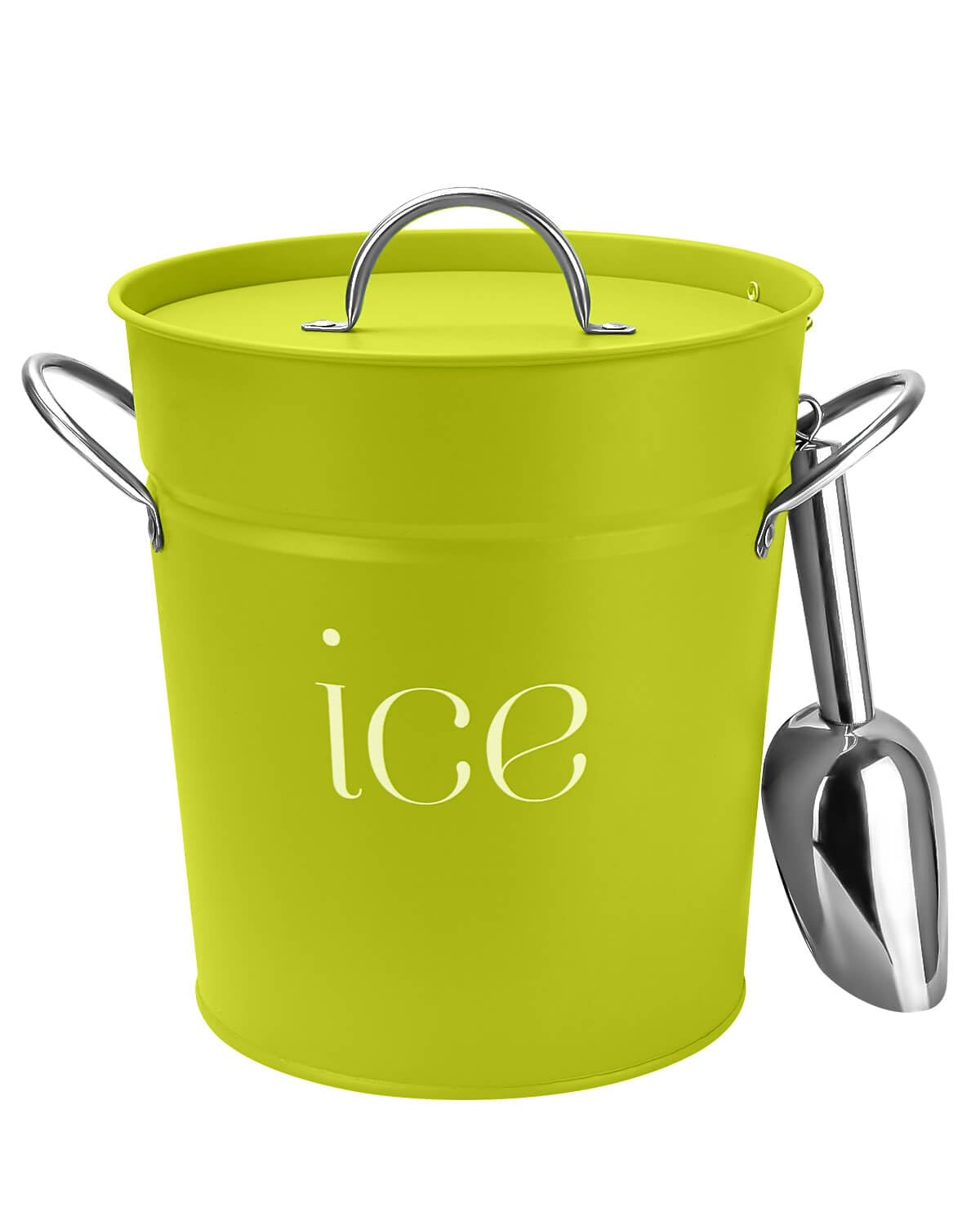 3 Qt Black Galvanized Ice Bucket with Lid, Scoop and Handles, Insulated