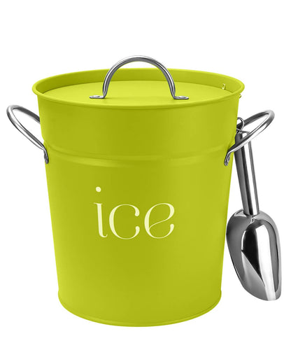 3 Qt Black Galvanized Ice Bucket with Lid, Scoop and Handles, Insulated