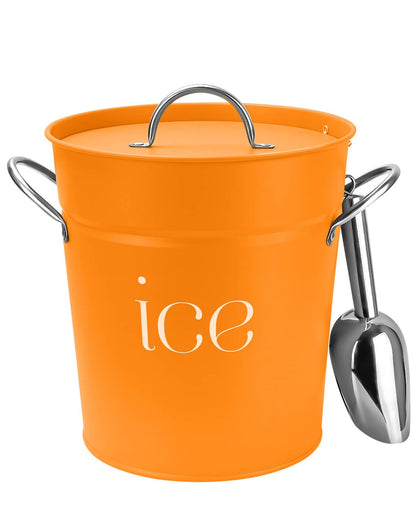 3 Qt Black Galvanized Ice Bucket with Lid, Scoop and Handles, Insulated