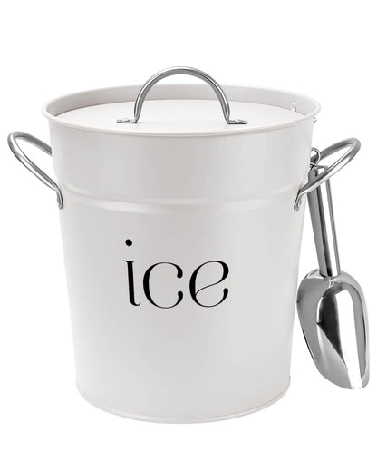 3 Qt Black Galvanized Ice Bucket with Lid, Scoop and Handles, Insulated