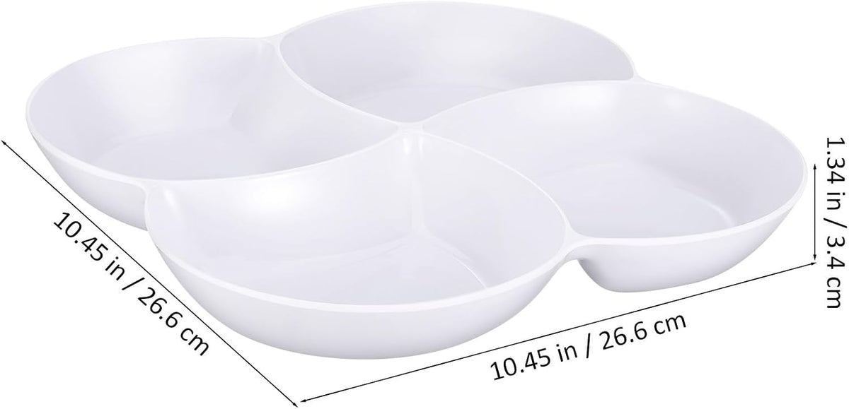 PRETYZOOM Multi-Grid Snack Plate White Fruit Tray Serving Tray for Dried Fruit Candy Nuts and Snacks Sectioned Serving Platter for Dining Table Party Entertaining 10.47 X 10.47 X 1.33 in