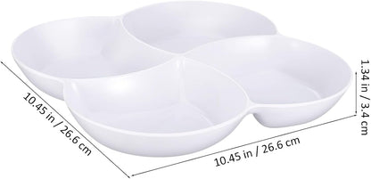 PRETYZOOM Multi-Grid Snack Plate White Fruit Tray Serving Tray for Dried Fruit Candy Nuts and Snacks Sectioned Serving Platter for Dining Table Party Entertaining 10.47 X 10.47 X 1.33 in