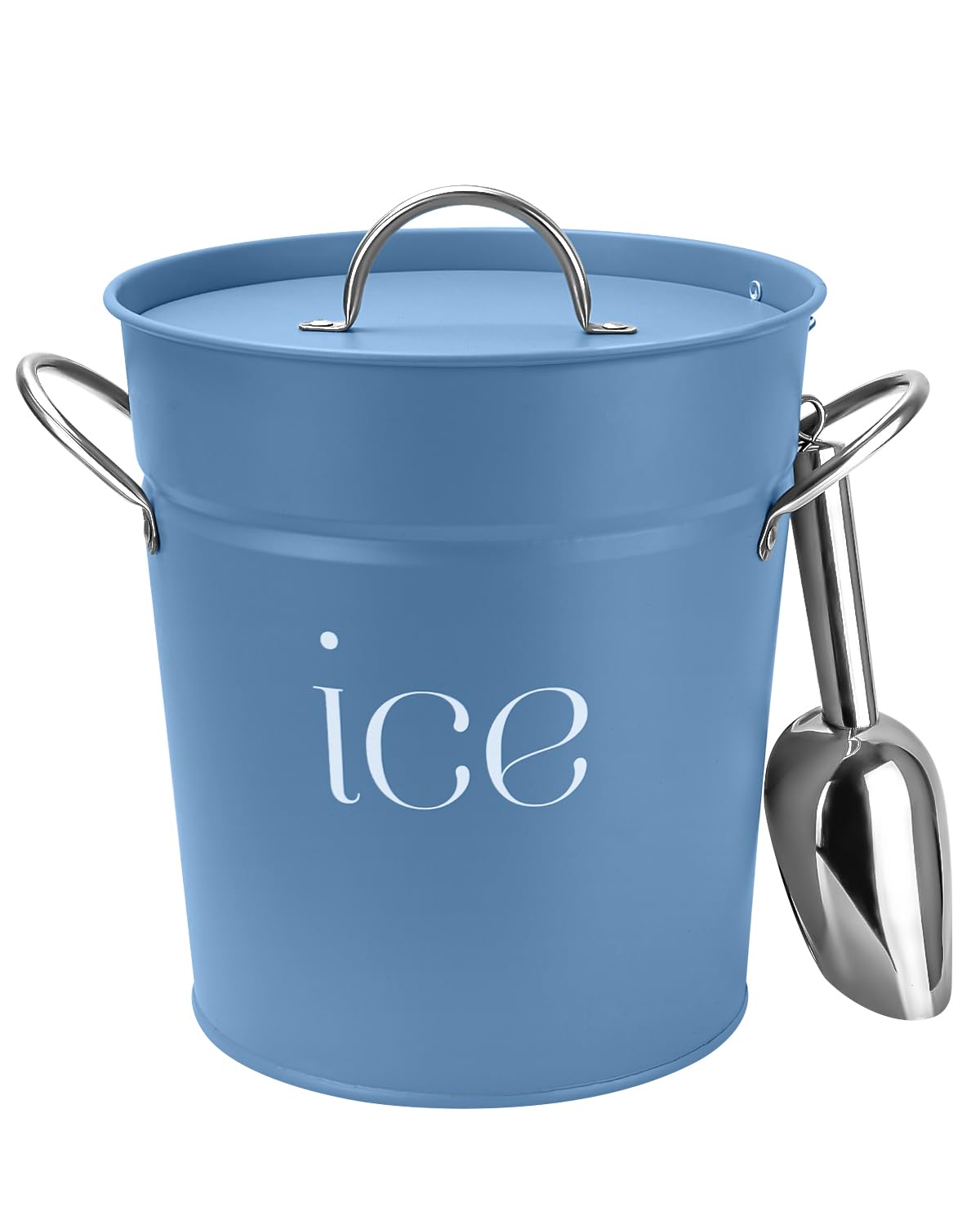 3 Qt Black Galvanized Ice Bucket with Lid, Scoop and Handles, Insulated