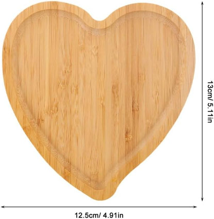 Cabilock Bamboo Serving Tray Heart Shaped 5 pack