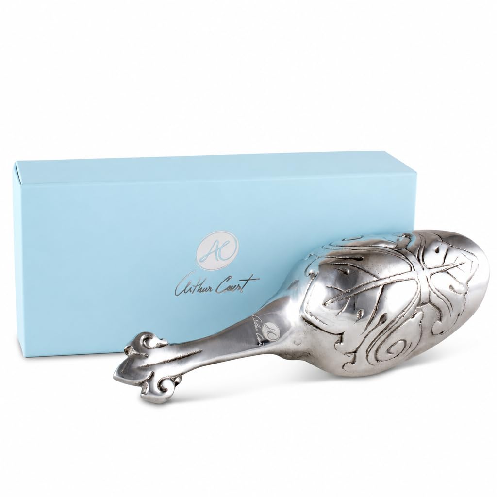 Arthur Court Magnolia Ice Scoop - Premium Sand Casted Aluminum - Elegant Ice Serving Tool - 8" Long
