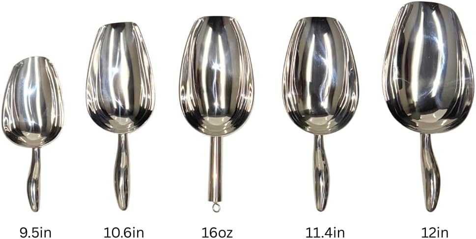 LEMONSODA Stainless Steel Utility Ice Scoop, 14 Ounces, 10.6 Inches