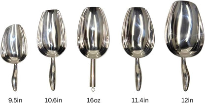 LEMONSODA Stainless Steel Utility Ice Scoop, 14 Ounces, 10.6 Inches