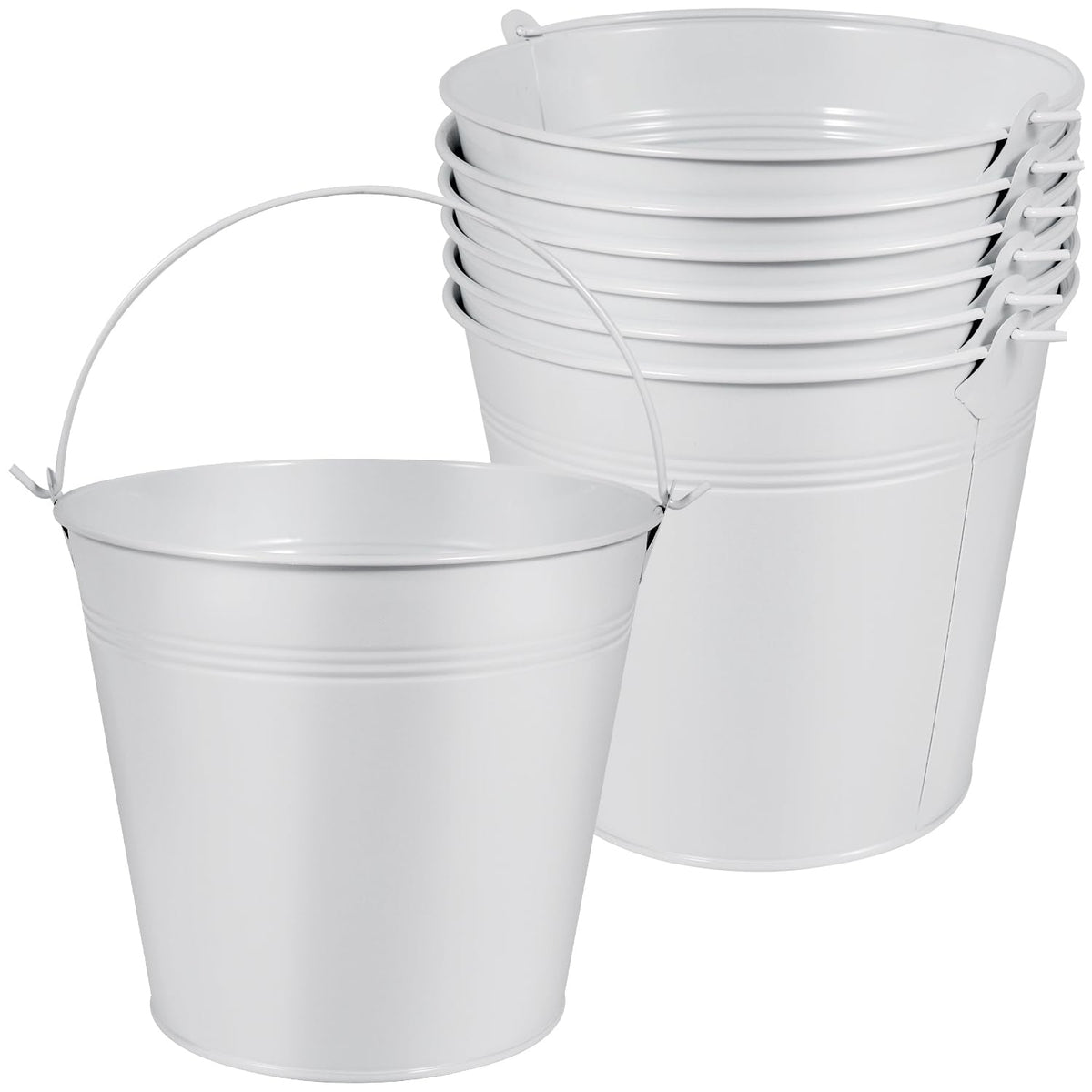 OBTANIM 7 Pack Red Metal Buckets with Handle Galvanized Ice Pails for Plants, Succulents, Party Favors Organizing, Rustic Home Decor or Classrooms Pencil Storage (7.1 x 5.2 inch)