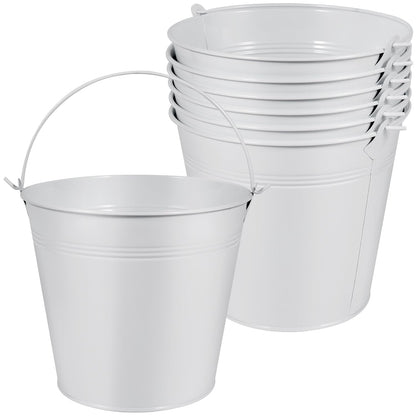 OBTANIM 7 Pack Red Metal Buckets with Handle Galvanized Ice Pails for Plants, Succulents, Party Favors Organizing, Rustic Home Decor or Classrooms Pencil Storage (7.1 x 5.2 inch)