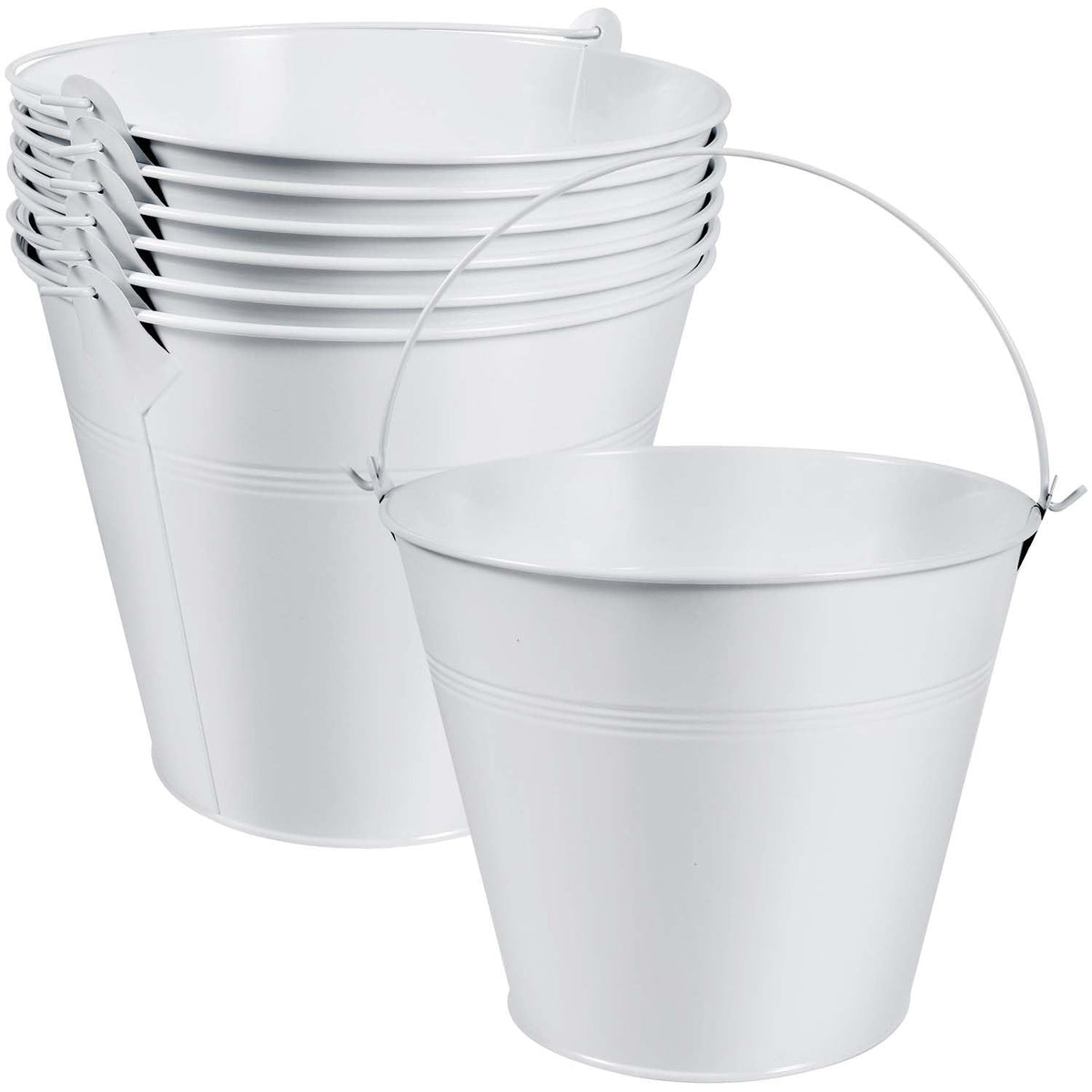 OBTANIM 7 Pack Red Metal Buckets with Handle Galvanized Ice Pails for Plants, Succulents, Party Favors Organizing, Rustic Home Decor or Classrooms Pencil Storage (7.1 x 5.2 inch)