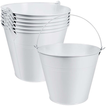 OBTANIM 7 Pack Red Metal Buckets with Handle Galvanized Ice Pails for Plants, Succulents, Party Favors Organizing, Rustic Home Decor or Classrooms Pencil Storage (7.1 x 5.2 inch)