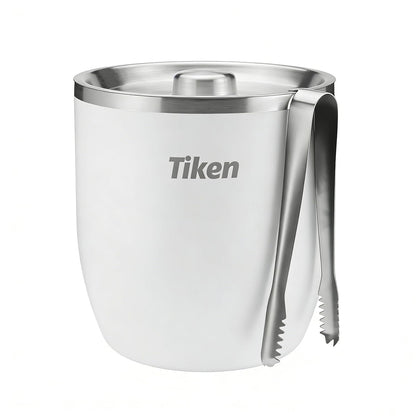 Tiken 3L Double-Wall Vacuum Insulated Ice Bucket with Lid & Tong Stainless Steel Champagne Buckets for Cocktail Bar, Parties & Outdoor
