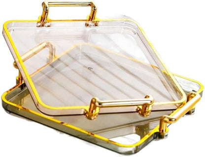 Dry Fruit Tray with Lid,Divided Serving Dishes Snack Tray Appetizer Plate with Tray,Serving Plate Party Wedding Nuts Plate Food Storage Box 4 Compartment Transparent Decorative Tray