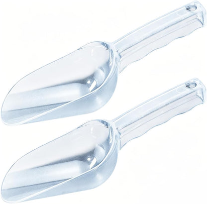 2 Pcs Plastic Ice Scoop 12 Oz Clear Polycarbonate for Ice Maker Ice Bucket Ice Cream Pet Food Coffee Beans Ergonomic Handle