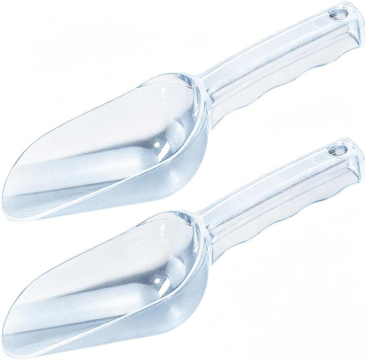 2 Pcs Plastic Ice Scoop 12 Oz Clear Polycarbonate for Ice Maker Ice Bucket Ice Cream Pet Food Coffee Beans Ergonomic Handle