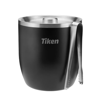Tiken 3L Double-Wall Vacuum Insulated Ice Bucket with Lid & Tong Stainless Steel Champagne Buckets for Cocktail Bar, Parties & Outdoor