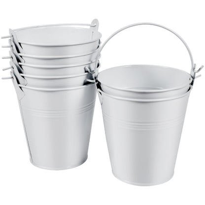 OBTANIM 7 Pack Red Metal Buckets with Handle Galvanized Ice Pails for Plants, Succulents, Party Favors Organizing, Rustic Home Decor or Classrooms Pencil Storage (7.1 x 5.2 inch)
