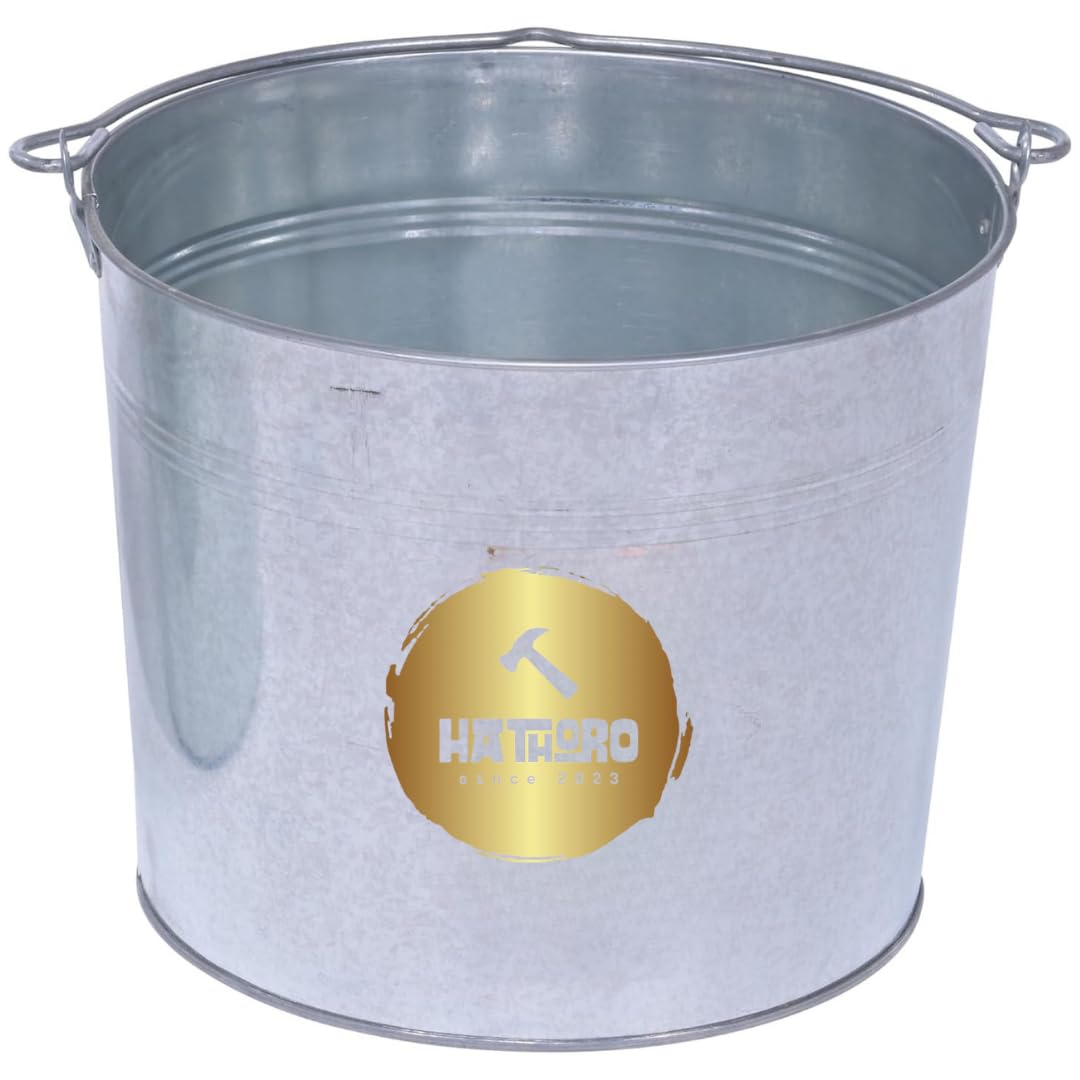 2 Gallon Natural Galvanized Steel Bucket/Pail with Handle | for Kitchen, Outdoor, Camping, Champagne Drink Cooler Storage Ice Pails, Succulents, Home Parties Bar Cooling Supplies, 8 Quarts