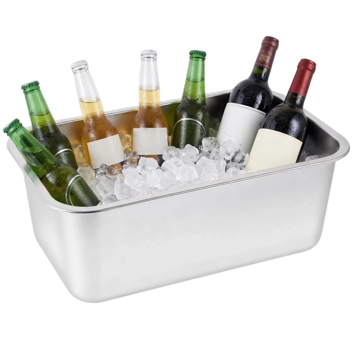 27 Quart Stainless Steel Ice Bucket, 25.8L/6.8 Gallon Large Beverage Tub