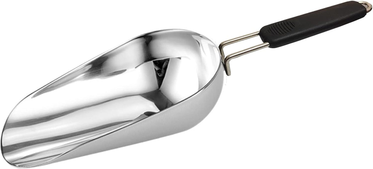 Stainless Steel 6 Ounce Ice Scoop With Good Grip Handle - Kitchen, Freezer, Dog Food, Popcorn Scoop - Dishwasher Safe