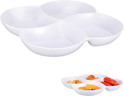 PRETYZOOM Multi-Grid Snack Plate White Fruit Tray Serving Tray for Dried Fruit Candy Nuts and Snacks Sectioned Serving Platter for Dining Table Party Entertaining 10.47 X 10.47 X 1.33 in