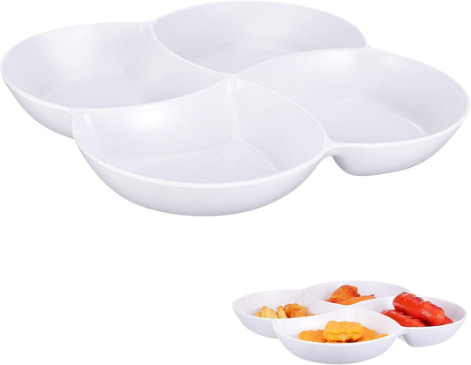 PRETYZOOM Multi-Grid Snack Plate White Fruit Tray Serving Tray for Dried Fruit Candy Nuts and Snacks Sectioned Serving Platter for Dining Table Party Entertaining 10.47 X 10.47 X 1.33 in