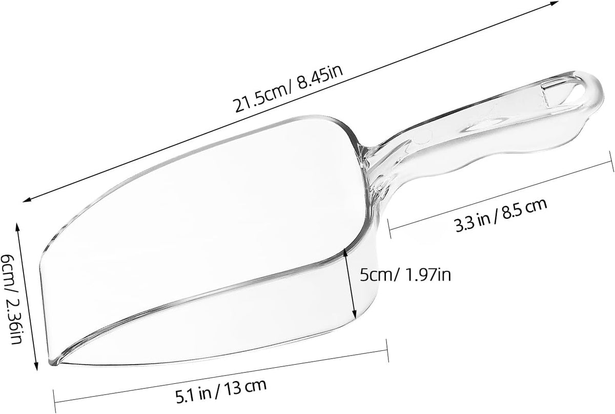 Kichvoe 2Pcs Clear Plastic Ice Scoop, Ergonomic Food Scoops 8.45x2.36in