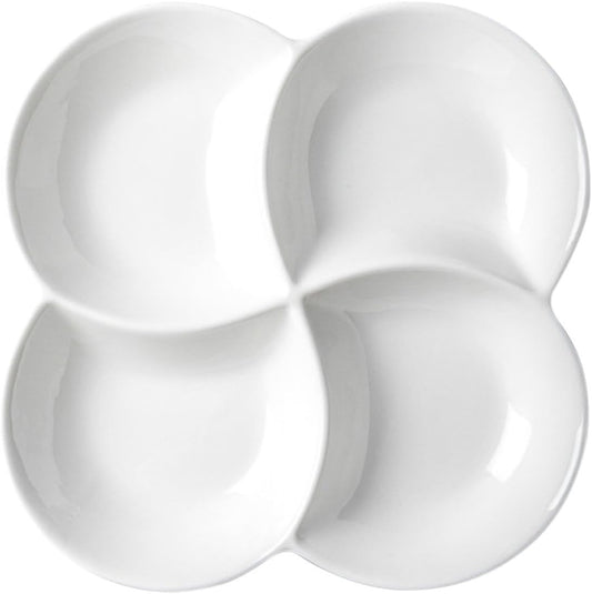 LABRIMP Multi-Grid Snack Plate Divided Serving Tray for Dried Fruit Nuts Candies and Snacks 10.47 X 10.47 X 1.33 in Food Serving Tray for Dining Table and Entertaining