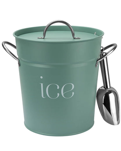 3 Qt Black Galvanized Ice Bucket with Lid, Scoop and Handles, Insulated