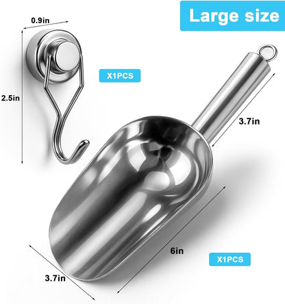 Stainless Steel Ice Scoop for Freezer with Magnetic Hook