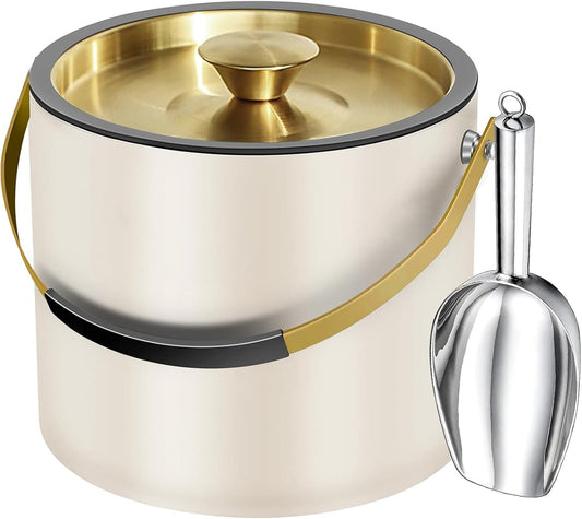 3.2L/3.4Qt Modern Insulated Ice Bucket with Lid, Scoop