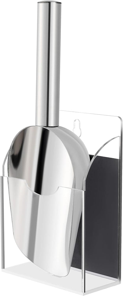 Stainless Steel Ice Scoop with Magnetic Acrylic Holder